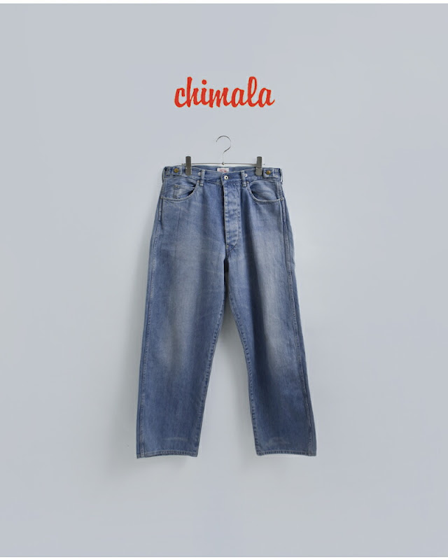 chimala チマラ ダブル幅デニム ウエストアジャスタブル パンツ cs41
