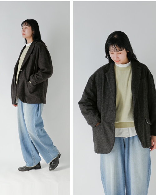 Dulcamara ドゥルカマラ 縮絨ウール 2way カラー ジャケット d225-j332