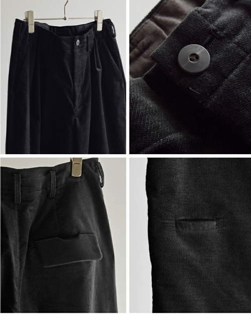 Dulcamara ドゥルカマラ モールスキン シンプル 2タック ワイドパンツ