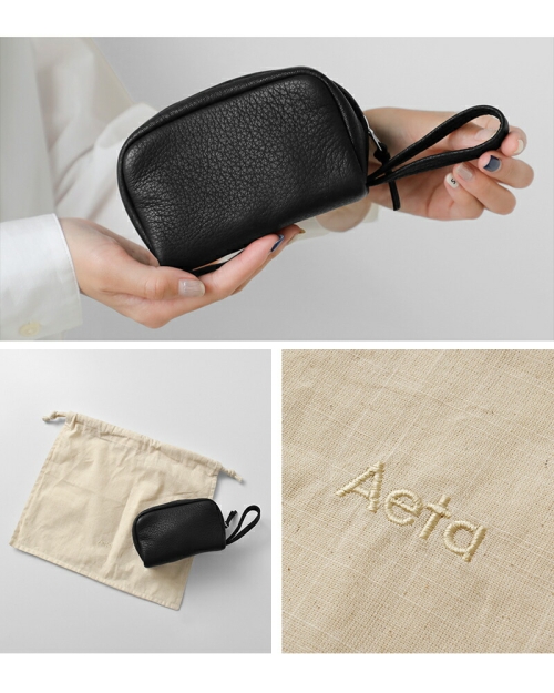 Aeta アエタ DA116 ディアレザー スクエア ポーチ “DEER” da116-nk