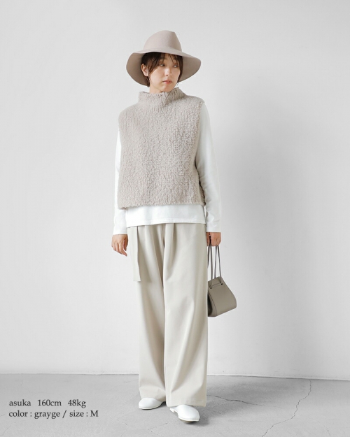 evam eva エヴァムエヴァ ウール ボア ベスト e243k178-tr | iroma