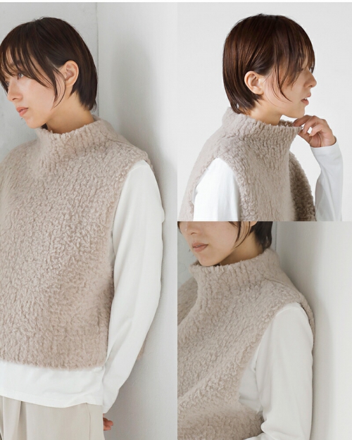 evam eva エヴァムエヴァ ウール ボア ベスト e243k178-tr | iroma