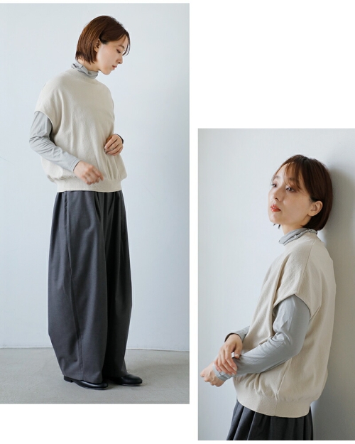 evam eva エヴァムエヴァ コットン ベスト e253k022-mt 2025aw