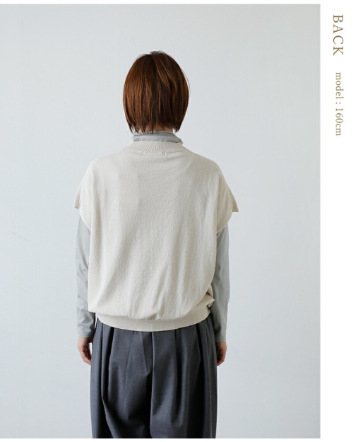 evam eva エヴァムエヴァ コットンスリーブ　M グレージュ　タンクトップ evam eva｜cotton sleeveless｜ladies',tops
