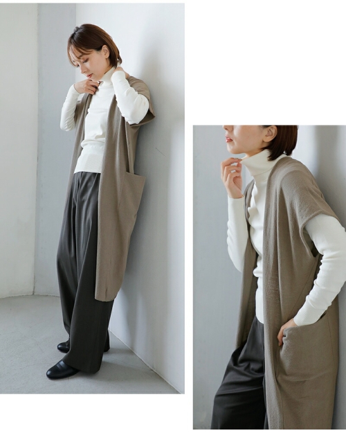 エヴァムエヴァ コットンリネン ロングベスト evam eva エヴァムエヴァ コットン ロング ベスト e253k024-mt | iroma