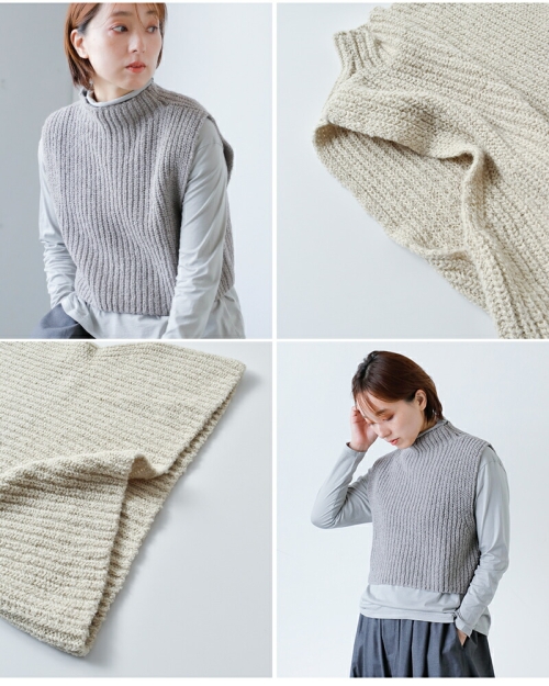 evam eva エヴァムエヴァ ウール アルパカ アゼ ベスト e253k053-kr