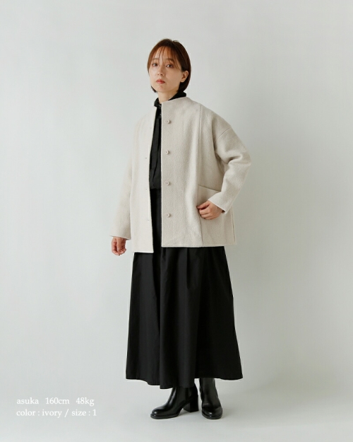 evam eva エヴァムエヴァ プレス ウール ショートコート e253k090-mn