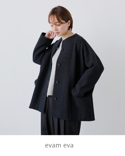 evam eva エヴァム　エヴァ　プレスウール　ショートコート evameva (エヴァムエヴァ) press wool short coat / プレス