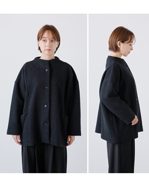 evam eva エヴァムエヴァ プレス ウール ショートコート
