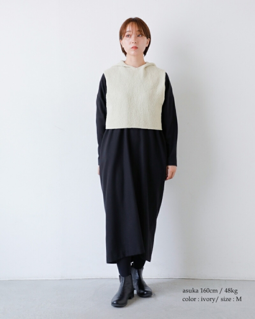 evam eva エヴァムエヴァ  リニューウール フーデッド ベスト e253k105-kr 2025aw新作 レディース クーポン対象 evam eva エヴァムエヴァ リニューウール フーデッド ベスト e253k105