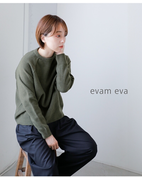 evam eva ニット evam eva エヴァムエヴァ プレスウール ラグラン ニット