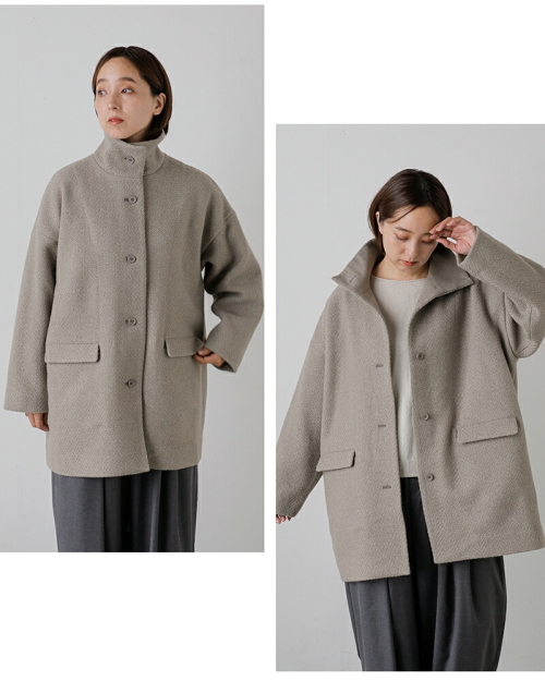 evam eva エヴァムエヴァ リニューウール スタンド ショート コート