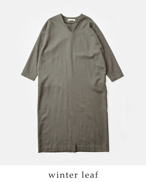 evam eva エヴァムエヴァ ウール Vネックワンピース e253t155 | iroma