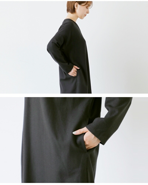 evam eva エヴァムエヴァ ウール Vネック ワンピース e253t155-yo