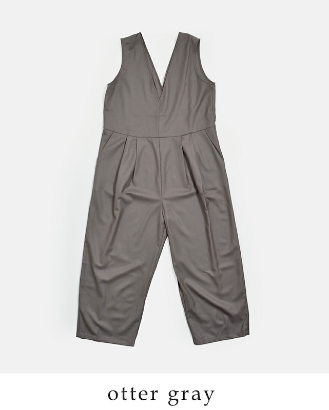 evam eva エヴァムエヴァ ウール Vネック オールインワン e261t016