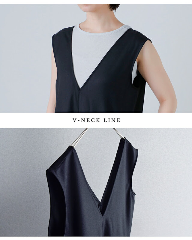 evam eva エヴァムエヴァ ウール Vネック オールインワン e261t016