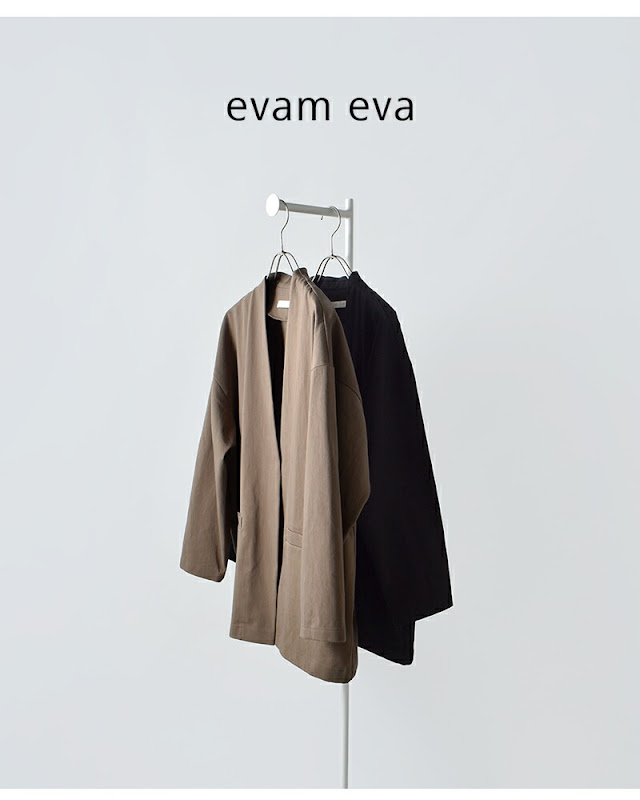 evam eva エヴァムエヴァ コットン ノーカラー ジャケット e261t059