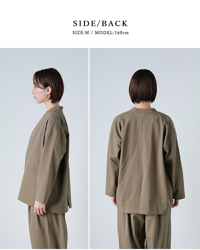 evam eva エヴァムエヴァ コットン ノーカラー ジャケット e261t059