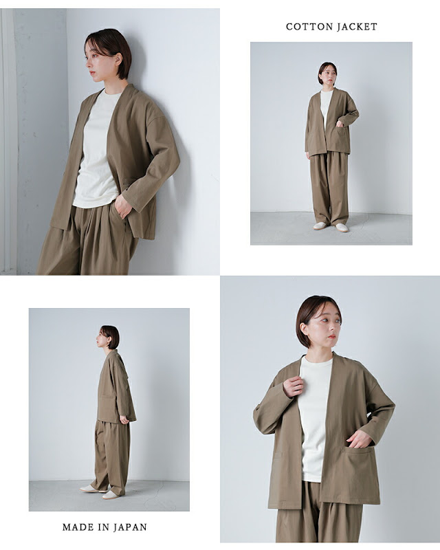 evam eva エヴァムエヴァ コットン ノーカラー ジャケット e261t059