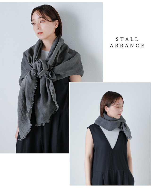 evam eva エヴァムエヴァ コットン リネン ボカシ ストール e261z065