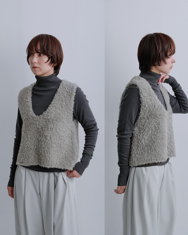 evam eva エヴァムエヴァ ベビーアルパカ Vネック ニットベスト