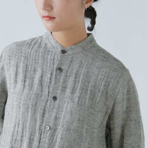 atelier naruse アトリエナルセ リネンツイード バンドカラー シャツ