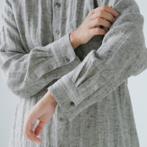 atelier naruse アトリエナルセ リネンツイード バンドカラー シャツ