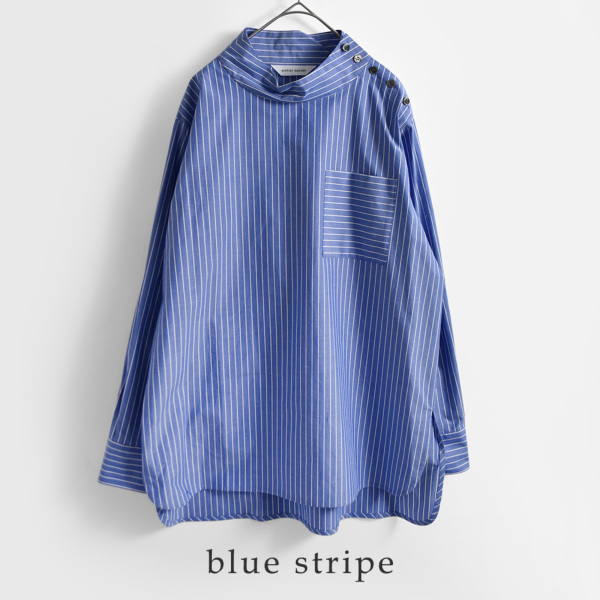 atelier naruse アトリエナルセ コットン モックネック ストライプ