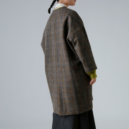 美品✨アトリエナルセ　ツイードコクーンコート　ヘリンボーン　カーキ 美品✨アトリエナルセ ツイードコクーンコート ヘリンボーン カーキ