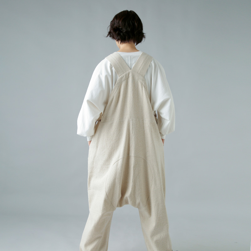 atelier naruse コットンウールオーバーオール cotton flax wool overalls-pants / black - atelier naruse