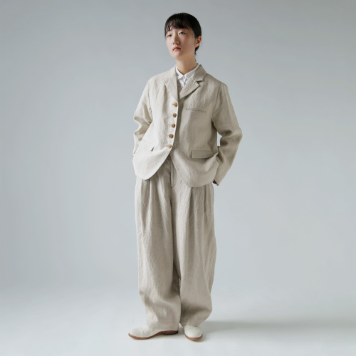 atelier naruse アトリエナルセ リネン タック パンツ f05105 | iroma 
