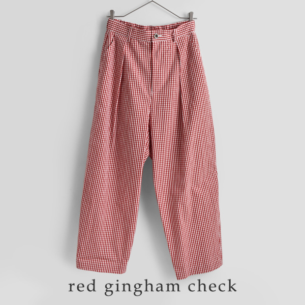 atelier naruse アトリエナルセ コットン タック パンツ “gingham
