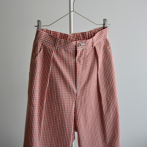 atelier naruse アトリエナルセ コットン タック パンツ “gingham