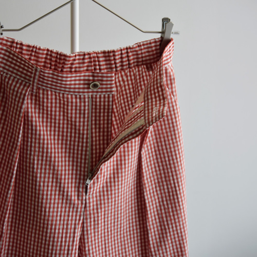 atelier naruse アトリエナルセ コットン タック パンツ “gingham