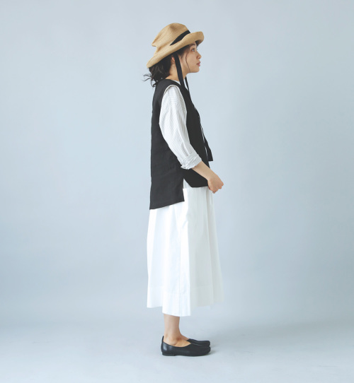 naruse ナルセ . コットン フラワー 刺繍 スカート 日本製 NATURAL BEAUTY BASIC｜フラワー刺繍メッシュナロースカート