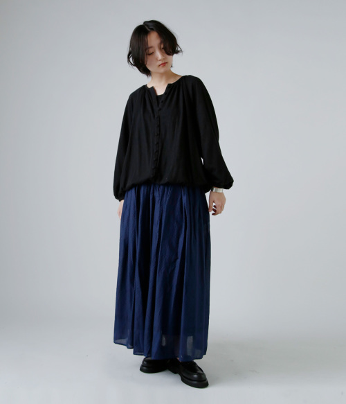 atelier naruse アトリエナルセ コットン ヘンプ ギャザー カットソー