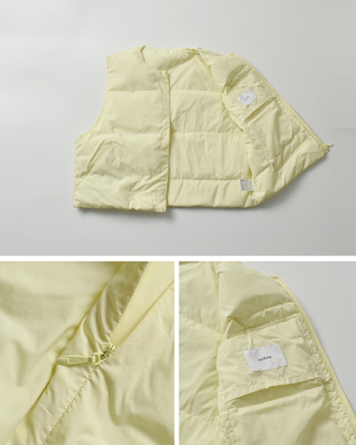 miffew ミフュー カラーレス ダウン ベスト “COLLARLESS DOWN VEST