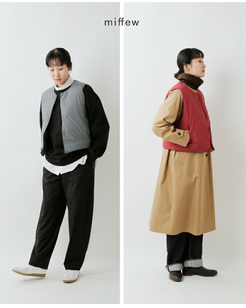 miffew ミフュー カラーレス ダウン ベスト “COLLARLESS DOWN VEST