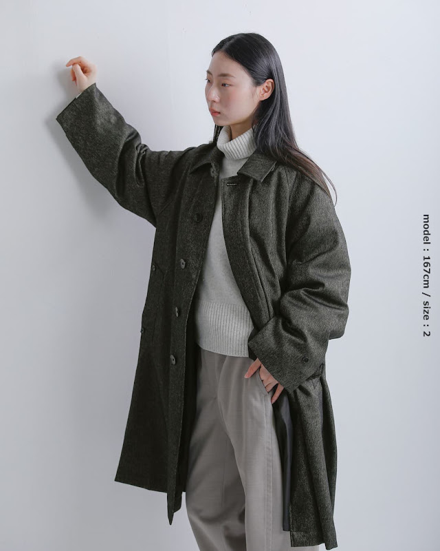 miffew ミフュー ツイード シングルスリーブ ダウンコート TWEED