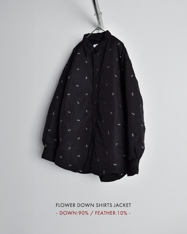 miffew ミフュー フラワー 刺繍 ダウン シャツ ジャケット FLOWER DOWN