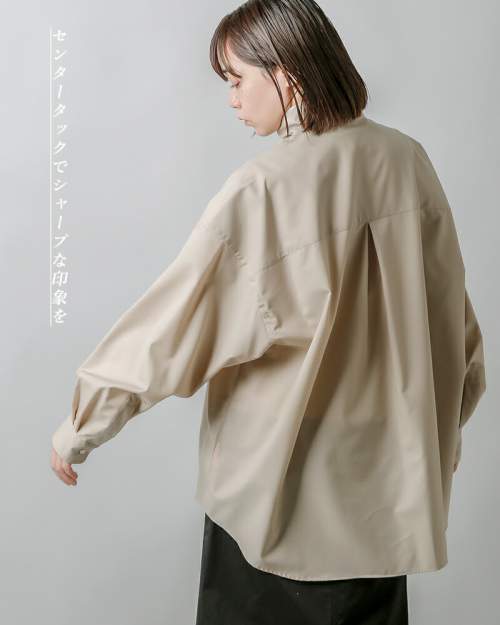 襟レギュラーカラーグラフペーパー fine tropical wool shirt beige