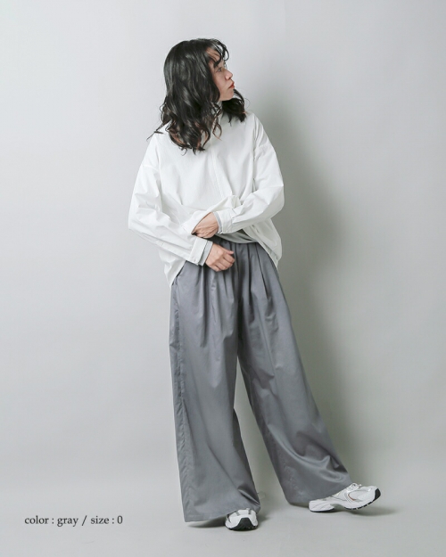 graphpaper グラフペーパー コットン ポプリン 2タック イージー ワイドパンツ “Silicon Poplin Two Tuck Wide  Pants” gl243-40150 【サイズ交換初回無料】 | iroma..aranciato