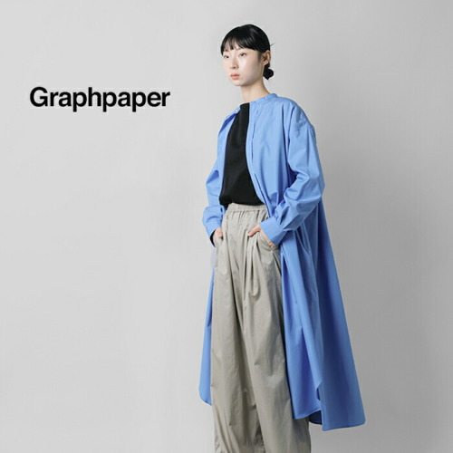 graphpaper グラフペーパー コットン バンドカラー シャツワンピース