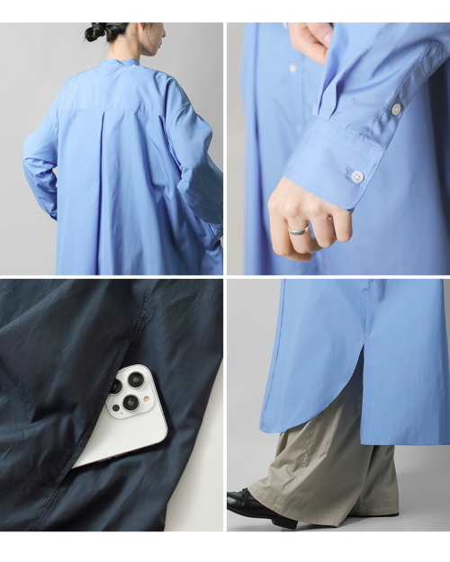 graphpaper グラフペーパー コットン バンドカラー シャツワンピース