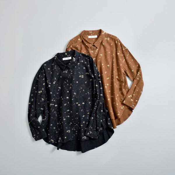 atelier naruse コットンリネン ビッグシルエットシャツ シロツメクサ