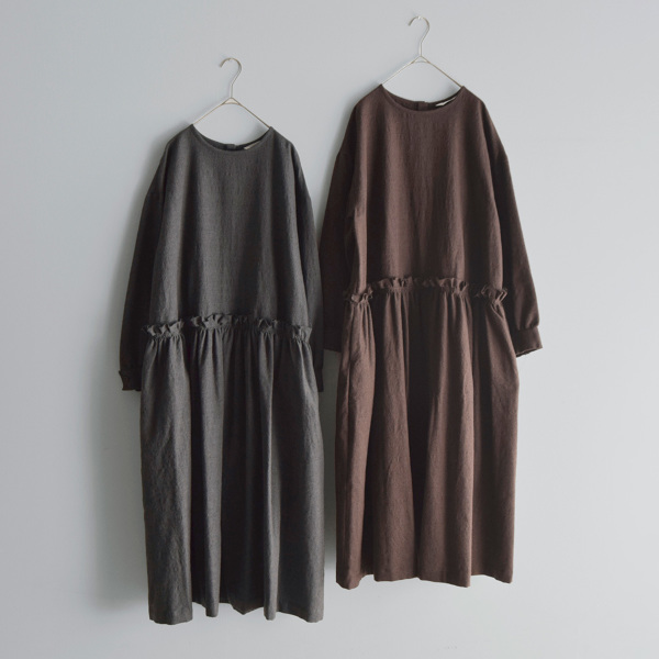 atelier naruse ウール コットン ミニ千鳥チェック カットオフ ワンピース