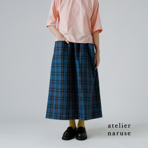 VlasBlomme 麻リネン100 スカートチェック　ポケット　スリット Linen Classical Check コンビネーションスカート | ITEM | Vlas