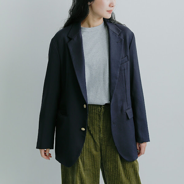 LENO ウール 尾州織 ネイビーブレザー
