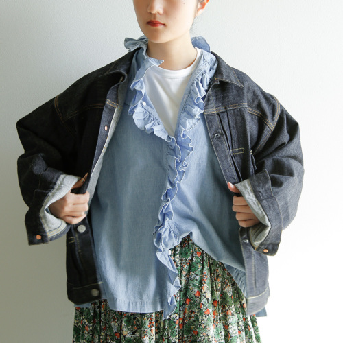 TOUJOURS トゥジュー フェード加工コットンシャンブレー シャツ