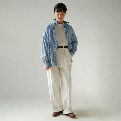 TOUJOURS トゥジュー フェード加工コットンシャンブレー シャツ